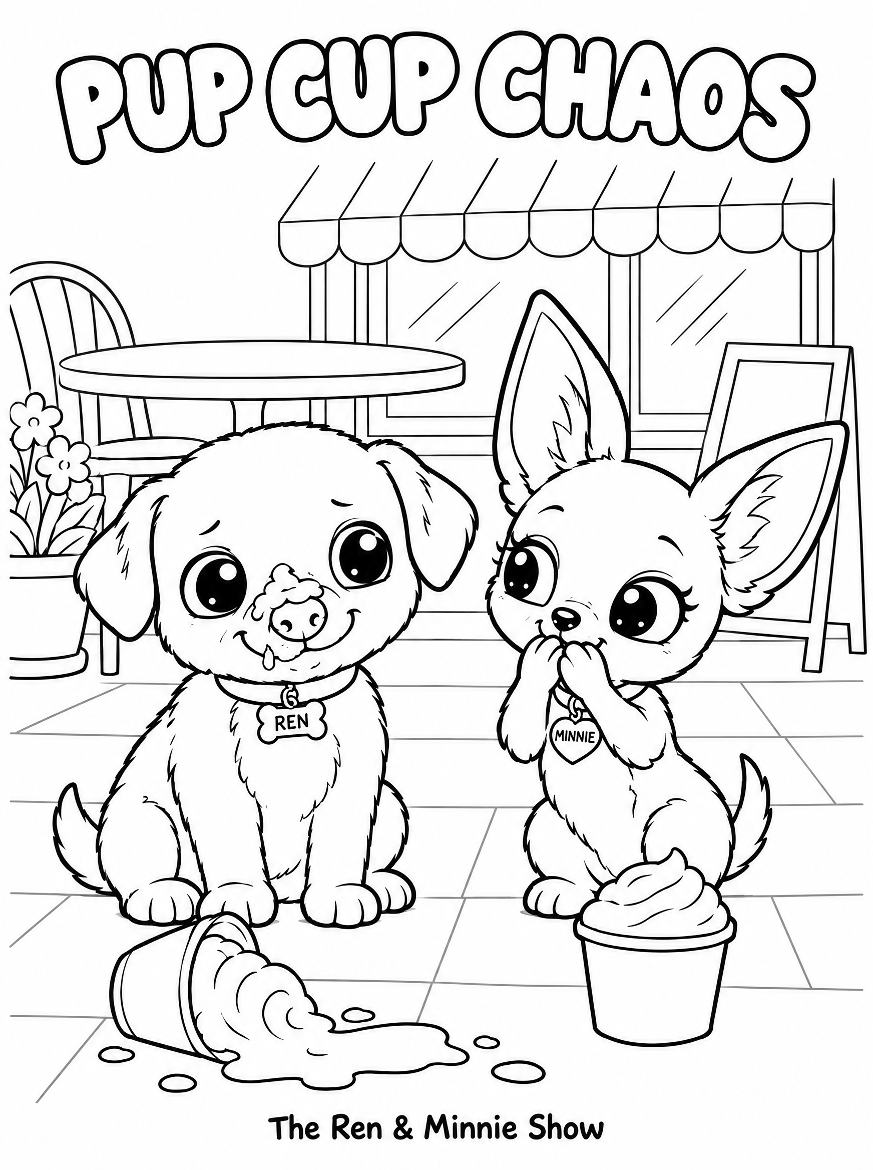 Pup Cup Chaos colouring page