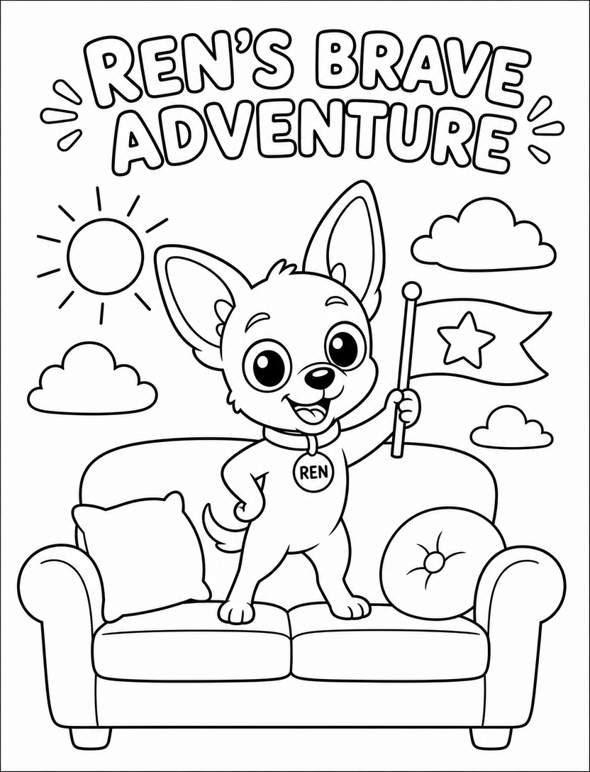 Ren's Brave Adventure coloring page preview